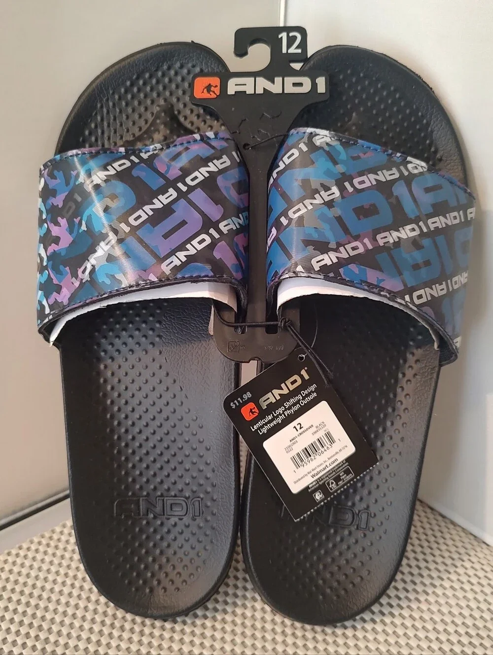 AND1 Men's Size 12 Slippers, Slip Ons, Sandals, Shoes NWT Lenticular Logo